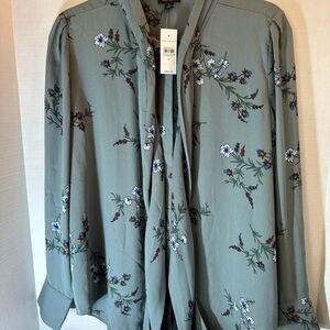 Ann Taylor Blue Floral Blouse